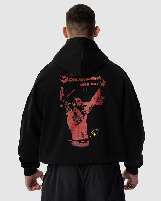 Aleksandar Rakic trägt das schwarze JUST DSRPT Premium Champion Hoodie