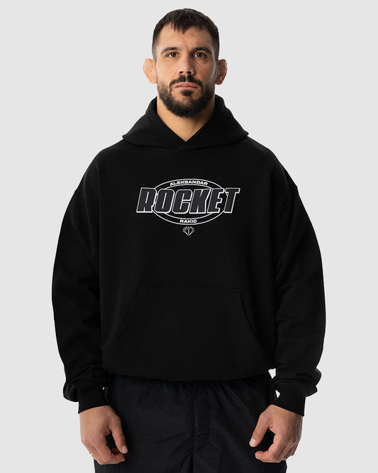 Aleksandar Rakic trägt das schwarze JUST DSRPT Premium Rocket Hoodie
